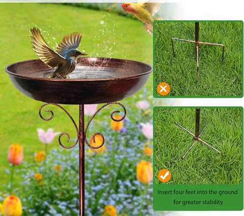 Vogeltränke Stehend Vogelbad Garten Metall Vogeltränke Winterfest Wassertränke für Wildvögel Wassertränke, Vogelbad, Futterstelle, Balkon, Garten