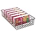 mDesign Metal Wire Food Storage Shallow Bin Basket with Handles for Organizing Kitchen Cabinets, Counter, Pantry Shelf - Perfect for Snacks, Drinks - Concerto Collection - 4 Pack - Bronze