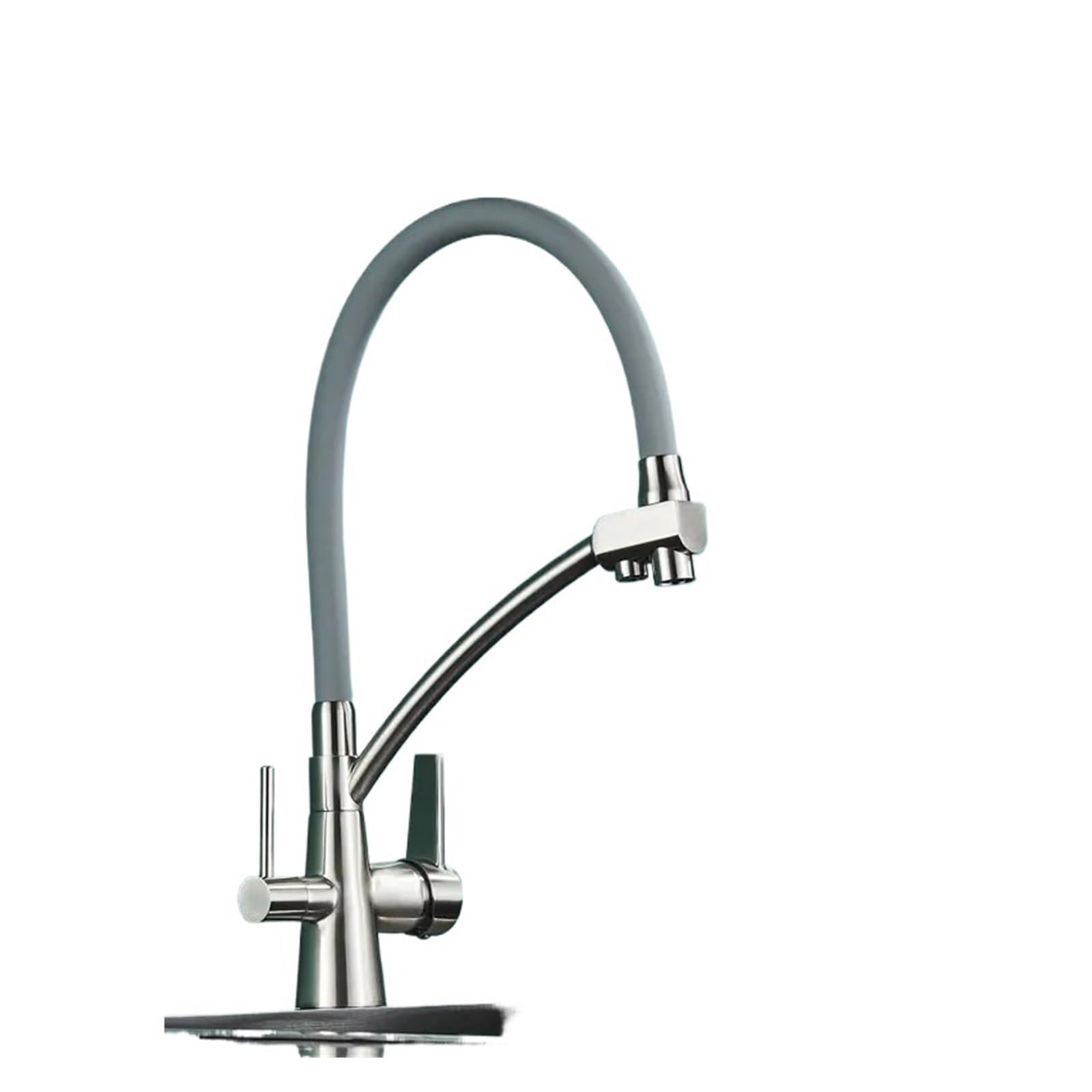 1PCS Filtration Küchenarmatur Reinigung Küchenarmatur 360 Grad drehbarer Wasserfiltrationshahn Küche Dreiwege-Warm- und Kaltmisch-Spülbeckenhahn (Color : Brushed Grey A)