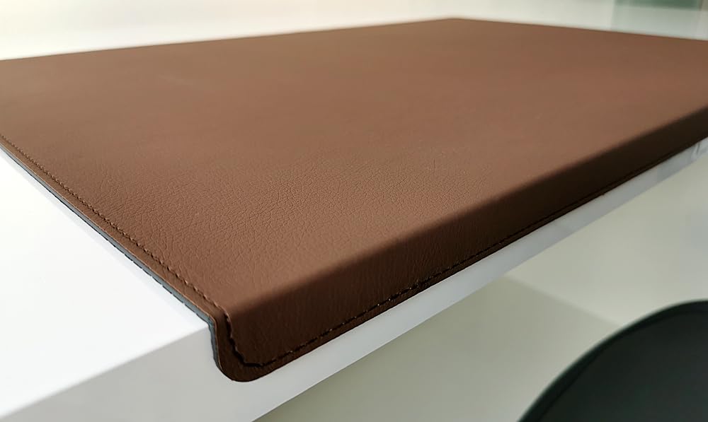 PM Gewinkelte Schreibtischunterlage mit Kantenschutz sanft lux Leder Braun (70cm x 48cm)