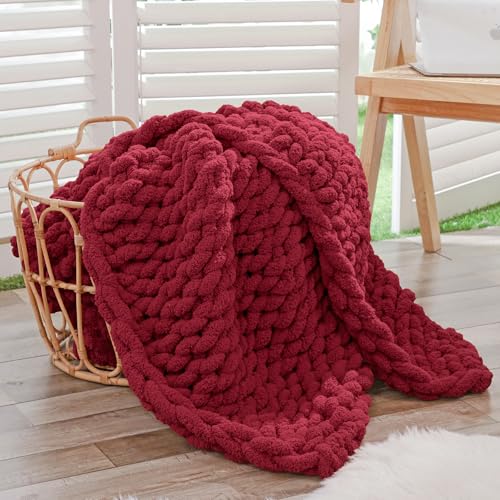 Bigacogo Chunky Knit Throw Blanket for Couch...