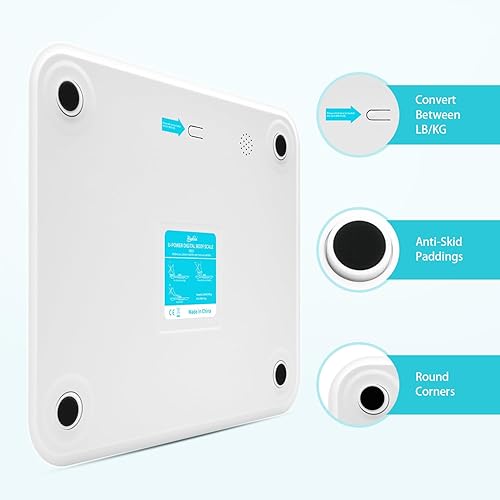 Miniatura 8 de Báscula de baño de gran tamaño para peso corporal de hasta 550 libras, sin batería, báscula digital extra ancha Healcan blanca