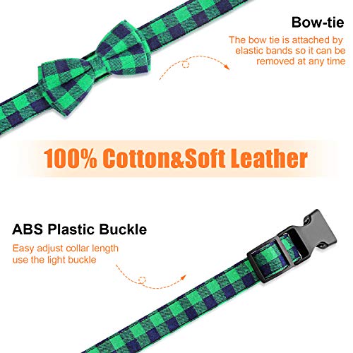 Dog Bow Tie, Vaburs Dog Cat Collar With Bow Tie Buckle Light Plaid Dog Collar For Dogs Cats Pets Soft Comfortable,Adjustable (S, Green) #TOP3