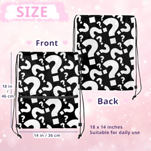 Question Marks Pattern Drawstring Bag Drawstring Backpack Waterproof Smooth Sport Draw String Back Bag Gym Camping Beach Bag for Men Women2