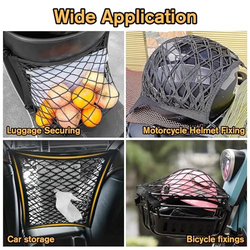 Tikplus Gepäcknetz Motorrad mit 4 Haken,25×30CM Motorrad Netz,Gepäcknetz Fahrrad Gepäcknetz Klein,Motorrad Helmnetz Motorrad Gepäcknetz Helmnetz mit Haken für Fahrrad Motorrad usw