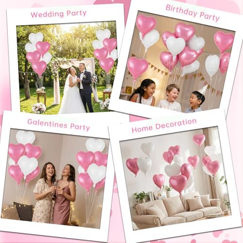 Image of 12 Pcs Colorful Heart Balloons,18 Inch Heart Foil Balloons Love Balloon Valentine Balloon for Birthday Party Wedding Engagement Party Baby Shower Valentine Day Decorations