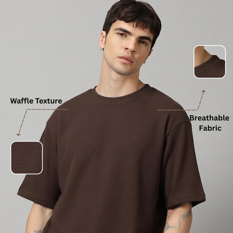 Image of RodZen Oversized Baggy Fit Half Sleeves Round Neck Solid Cotton Blend Combo T-Shirt for Men (Pack of 3)