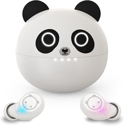Miniatura 1 de Panda - Auriculares inalámbricos para niños, tamaño del canal auditivo, auriculares Bluetooth blancos con micrófono, 32 horas de reproducción,