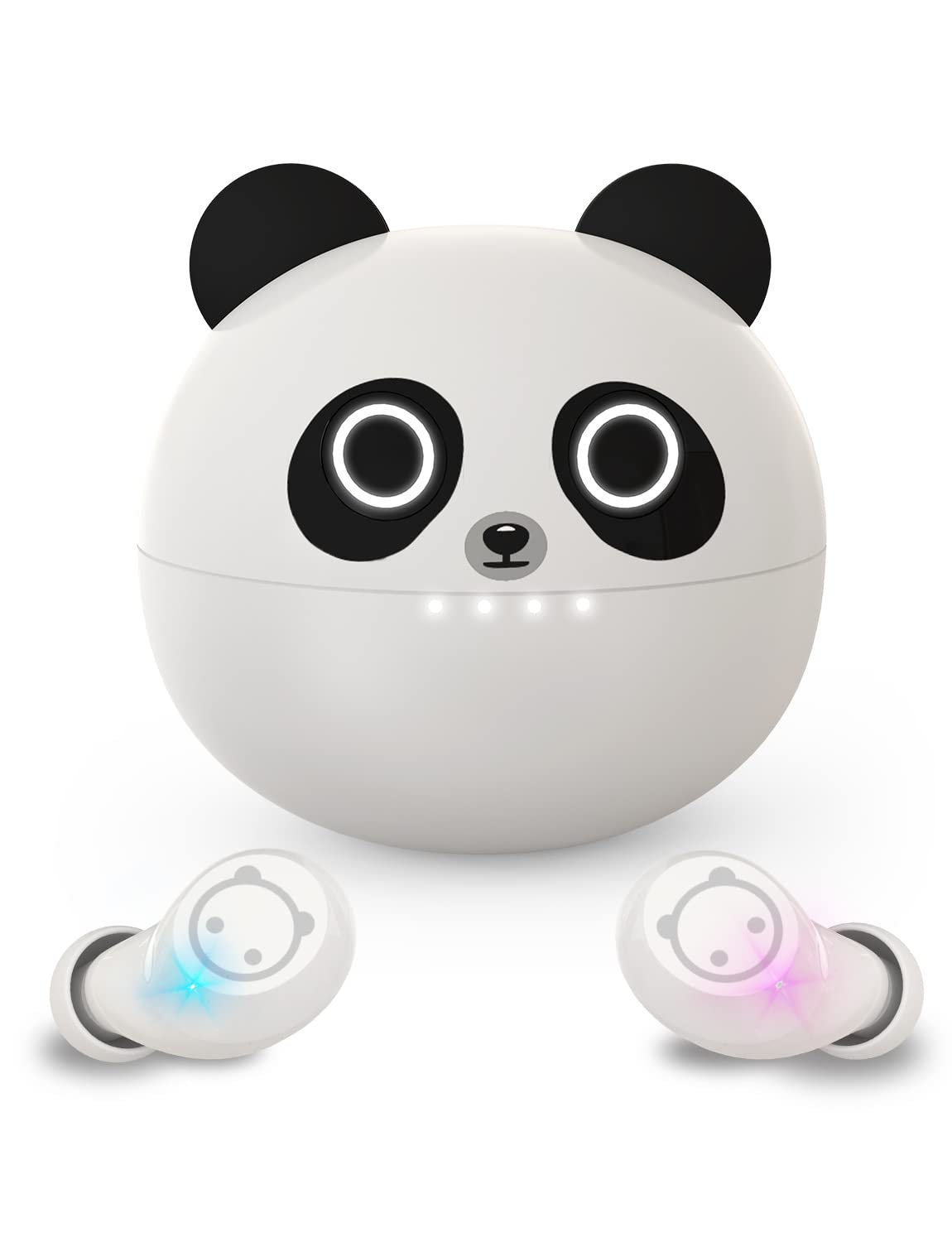 Togetface Panda Wireless Earbuds, Kids Ear Canal Size, White Bluetooth Earbuds with Mic - 32 Hours Playtime, 3D Stereo, in-Ear Waterproof Headphones for Small Ears Kids Teens Adults