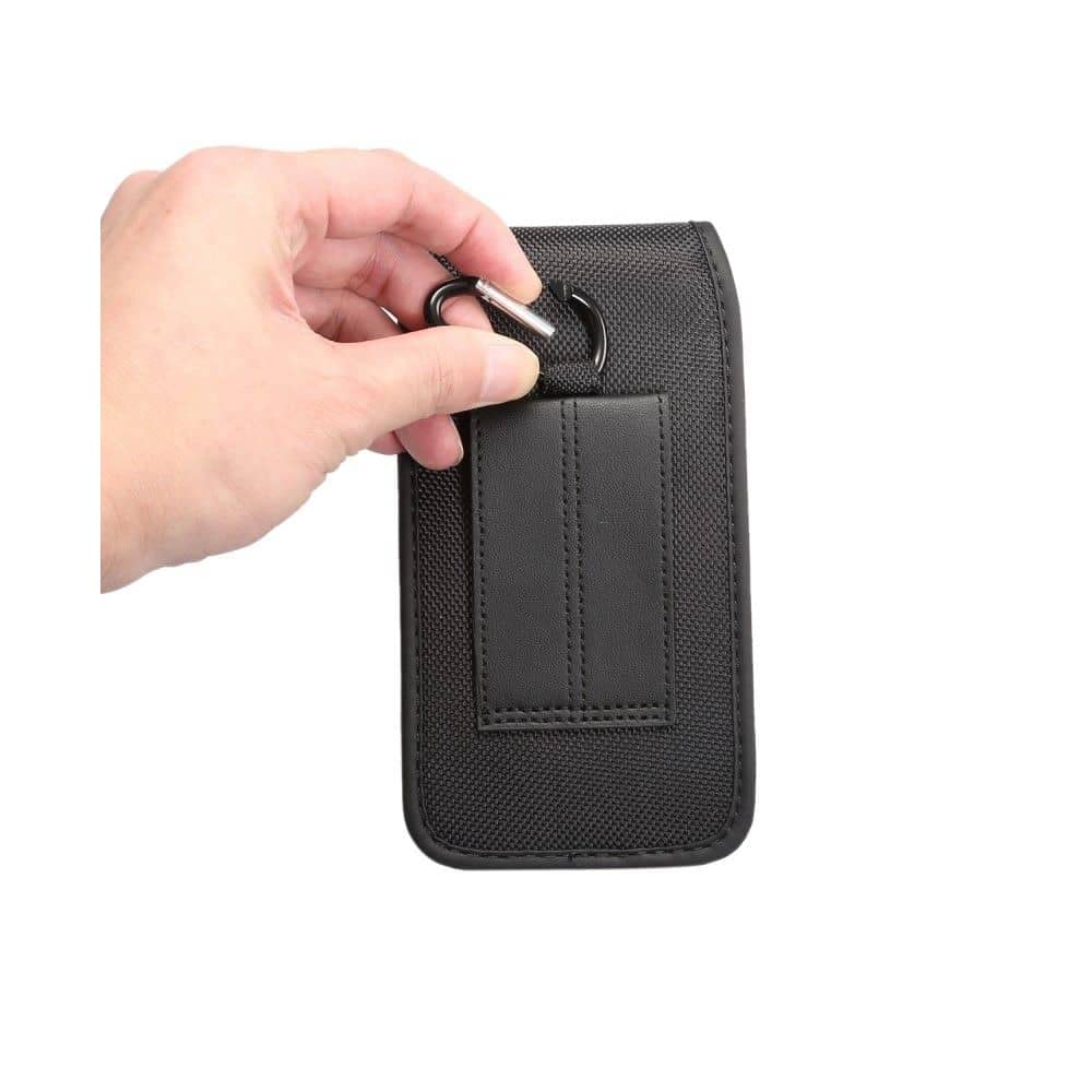 Custodia da Cintura con Porta Carte in Nylon e Similpelle Verticale per Google Pixel 8 - Nero