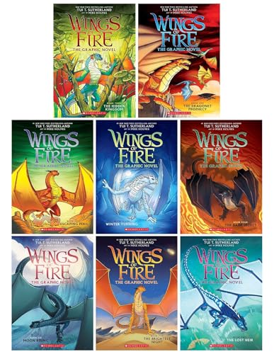 Wings Of Fire Series Book 1-8 By Tui T. Sutherland Graphic Novel 8 Books Collection (Escaping Peril, Winter Turning, Moon Rising, The Brightest Night,