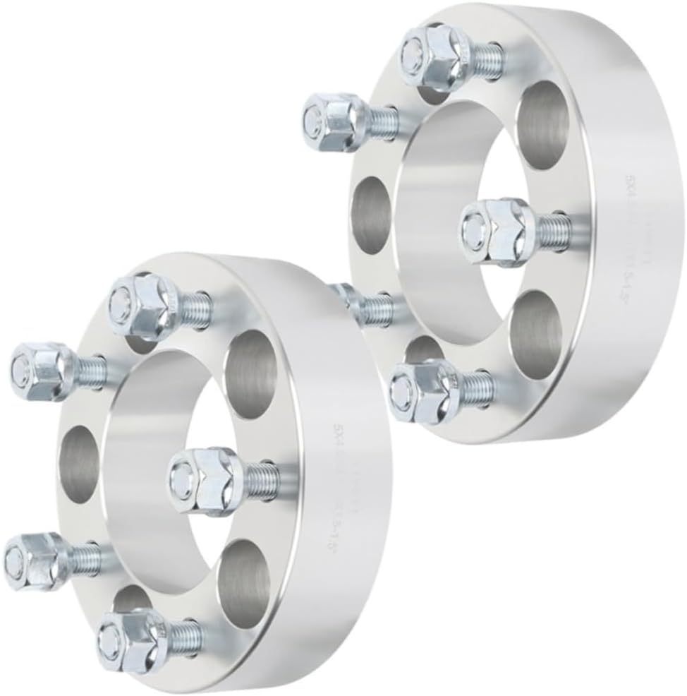 2-pcs 1.5" (38mm) 5x4.5 12x1.5 Studs Wheel spacers (Silver)