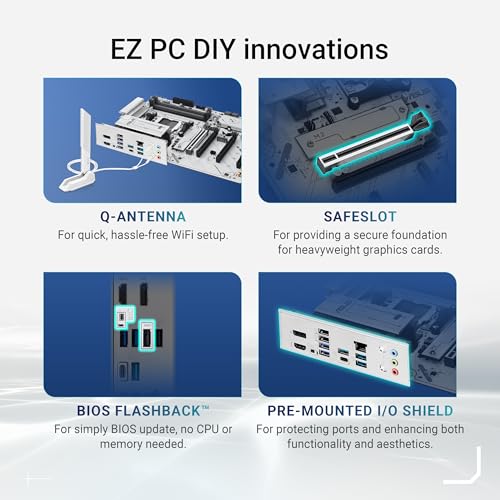 ASUS B650E Max Gaming WiFi W, Carte mère AMD ATX, 8+2+1 Phases d'alimentation, Fente DDR5, PCIe 5.0, 3 emplacements M.2, Wi-FI 6E, Realtek 2,5 GB, DisplayPort, HDMI, USB-A et USB-C 10 Gbps, Aura Sync