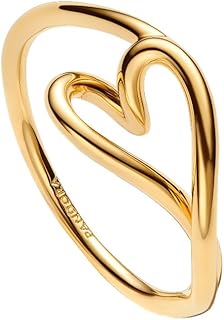 PANDORA Essence Organisch Geformtes Herz Kleiner Ring mit 14K vergoldeter Metalllegierung, Größe: 54, 164361C00-54