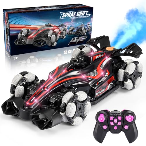 Dislocati Coche Teledirigido Niños 3-12 Años - Automóvil RC con Luces y Humo, Derrape, Mando 2.4GHz, Juguete Seguro Regalo Ideal (Rojo)