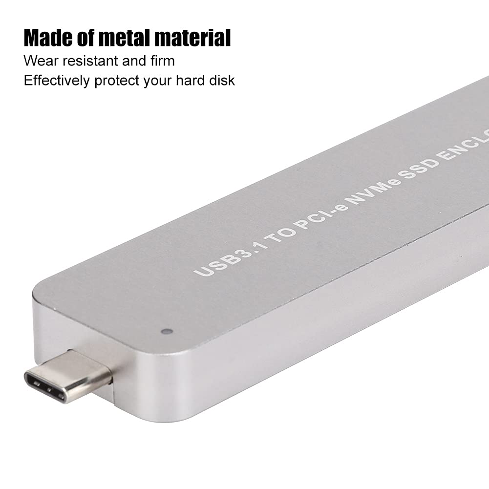 Custodia SSD M.2 da NVME a tipo C, custodia portatile in metallo per SSD, design retrattile per SSD NVME da 40 mm/60 mm/80 mm, supporto TRIM accelerazione UASP, scatola disco