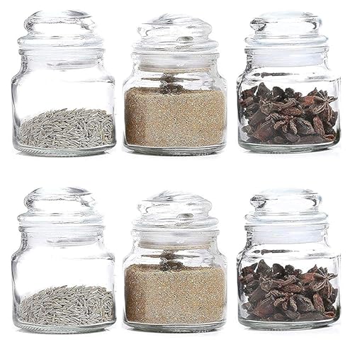 Image of Sharma Enterprises Glass Jar Set 100ml (6 Pcs) || Airtight Kitchen Storage Jars for Masala, Salt, Chilli, Jeera, Jam, Honey, Ghee, Herbs, Spices || Perfect Containers for Home & Gifting
