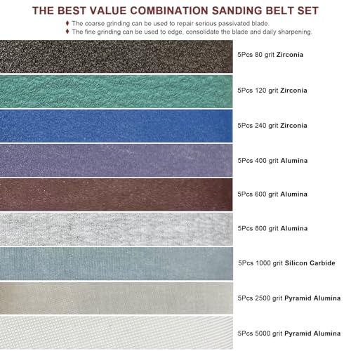 Huanlemai Ersatz-Schleifband-Set für scharfe Messer und Werkzeugschärfer Ken Onion Edition (WSKTS-KO), Körnung 80/120/240/400/600/800/1000/2500/5000, 45 Stück, 1,9 x 30,5 cm