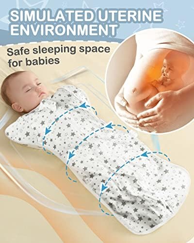 MOXTOYU Baby Swaddle Blanket, 100% Cotton 0.5 Tog Baby Swaddle Wrap Newborn, Arms Up Baby Transition Swaddle, Adjustable Sleeves Baby Sleeping Bag with 2-way Zipper, Gift for Birthday to Newborns 0-6M