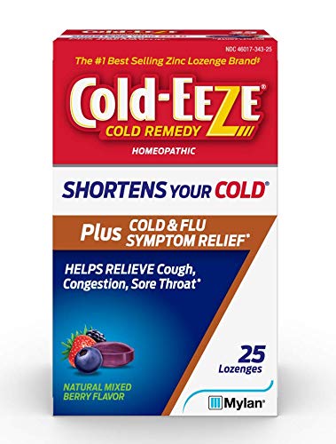 Cold-EEZE Plus Cold and Flu Symptom Relief Natural Mixed Berry Flavor Lozenge