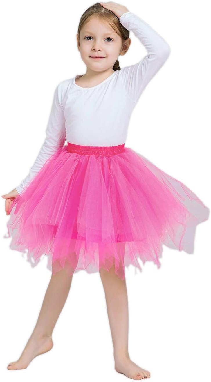 Girls Layered Tutu Skirt Tulle Skirt Petticoat Classic Elastic Ballet Bubble Dance Skirts for Cosplay Party