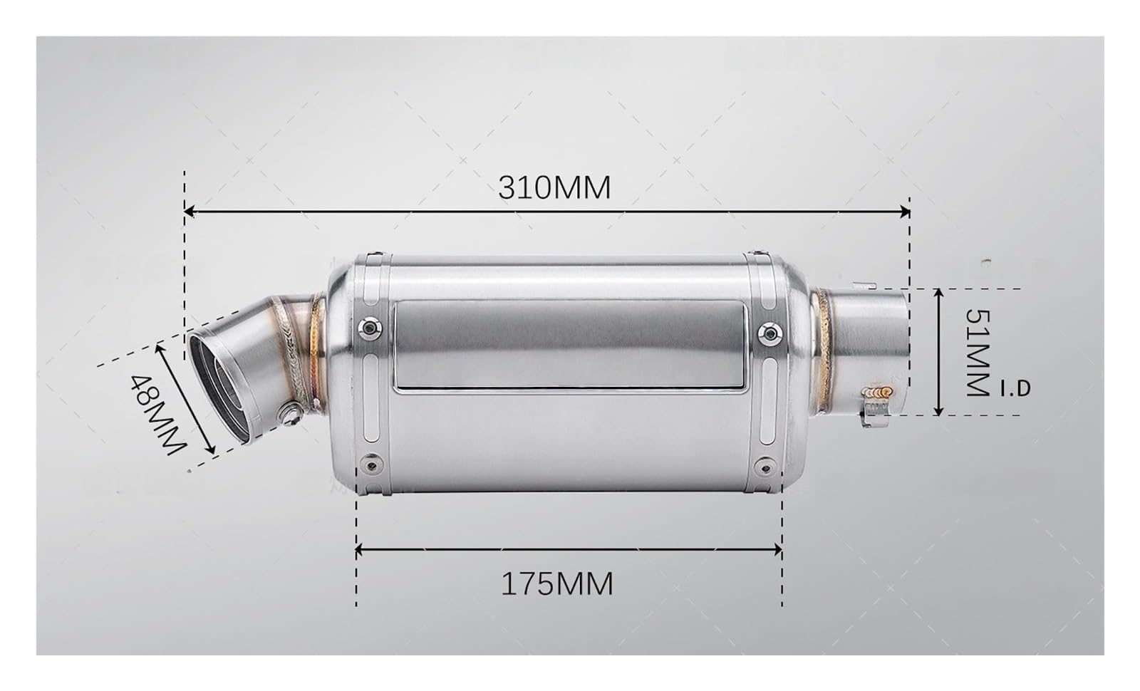 motocyklowy wydech Akcesoria Motocyklowe Modyfikacja Rury Wydechowej Pasująca Do Uniwersalnych Dojazdów Do Pracy Pasuje Do Ninja 250 400 Ze Stali Nierdzewnej(Short stainless steel-310MM)