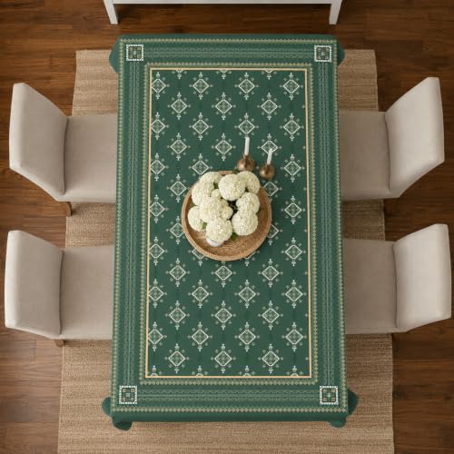 Image of STITCHNEST Cotton Slub Table Cover for 6 Seater Dining Table|54 x 78 Inches, Digitally Printed|Durable, Washable & Fade-Resistant Fabric