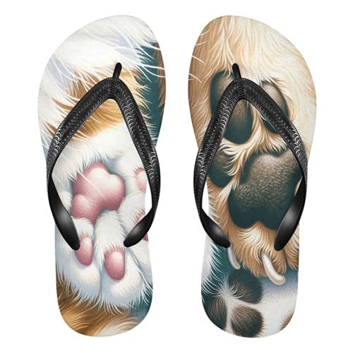 Burbuja Funny Cat Dog Paws Flip Flops for Women Men, Soft Thong Sandals Rubber Slippers for Pool Beach Essentials
