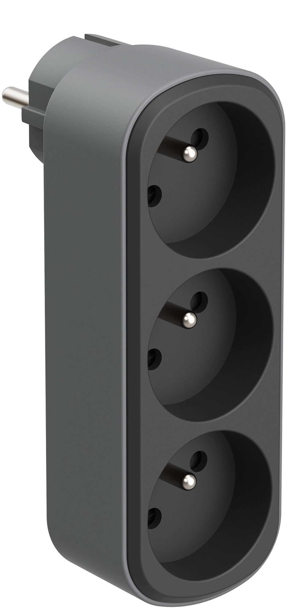 Electraline 531201 Adapter wtyczki multiprzedłużacza Triplite Prima 3 gniazda francuskie 16 A (2P+T), adapter ścienny, czarny/szary