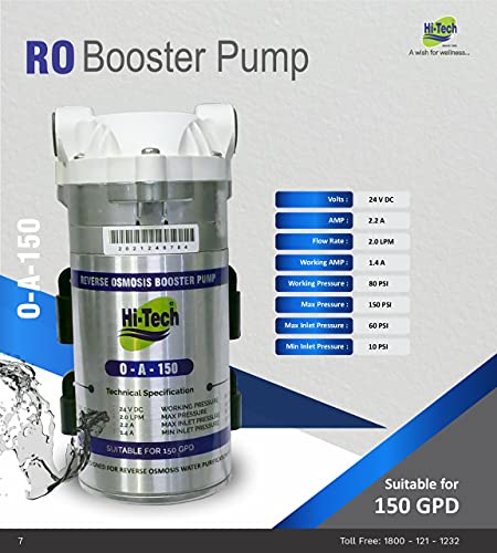 Image of Hi-Tech OA-150 RO Booster Pump Compatible with All Storage Type RO's, Universal Type Motor, 1 Year Warranty