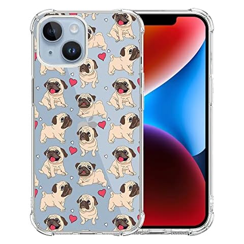 BAMOWEY Cute Pug Dog Pattern Phonecase for iPhone 14 Plus Cover