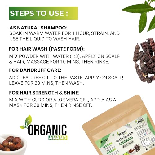 Image of 100% Natural 3 in 1 Amla, Reetha & Shikakai Powder - Herbal Hair Care Blend for Hair Growth, Strength & Shine - Prevents Hair Fall & Dandruff - 150gm