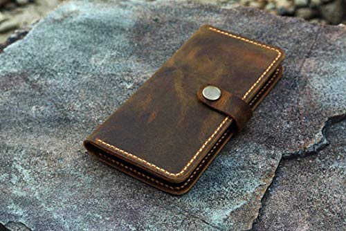 Personalized removable magnetic distressed leather wallet cover magnet case compatible with iPhone 16 Pro Max wallet3