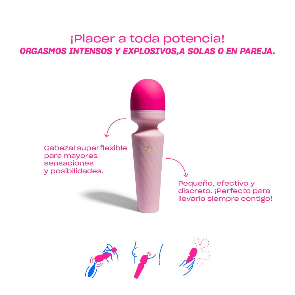 Platanomelón - Mini Vibrador Clitorial Superflexible, 10 Modos de Vibración, Sumergible y Recargable - Mini Diva Rosa