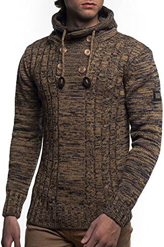 Carisma Herren Strick-Pullover mit Kapuze mit Logopatch | Männer...