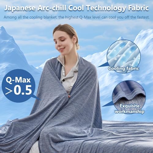 Image of CHOSHOME Cooling Blanket for Hot Sleepers - Summer Blanket Thin Soft Lightweight Breathable Double Side Enhanced Cooling for Hot Flashes, Night Sweats, Bed, Couch (Blue, 50 x 70 inches)