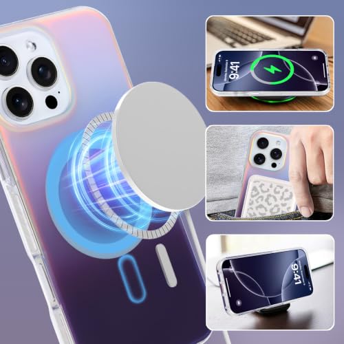 Image of Magnetic Case for iPhone 16 Pro Max [Compatible with Magsafe] | [Anti-Yellowing] [1 Screen Protector] Cute Fashion Iridescent Case for iPhone 16 Pro Max 6.9 inch 2024, Deep Purple