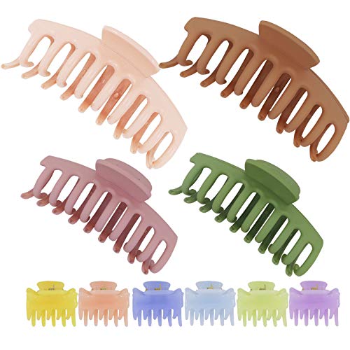 Hair Claw Clips Nonslip Strong Hold Solid Color Clamps Large/Medium/Small Size Hair Clips for Women and Girls Thin/Thick Hair Accessories (Pack of 10) (Mixed Design B)