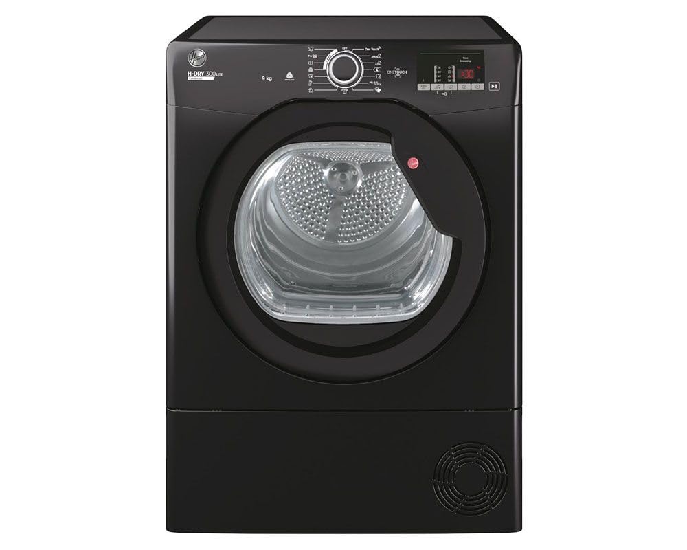 HLEC9DGB H-DRY 300 9 KG Large Capacity, Sensor Dry, 14 Programmes, B Energy, NFC Connected, Anti-Allergy, Anti- Crease, Delay Start, Freestanding Condenser Tumble Dryer - Black (HxWxDcm) - 59x60x85