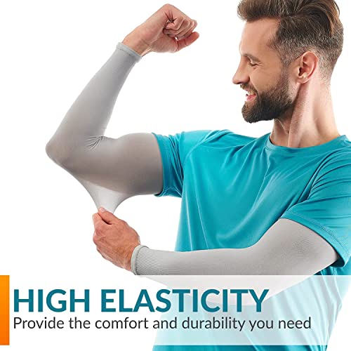 Image of MIZUNA Sun Protection Arm Sleeves Hand gloves For Men & Women,Thumb Holes UPF 50 Arm Cover for Biking,Cricket,Cycling, Golf, Outdoor Sports