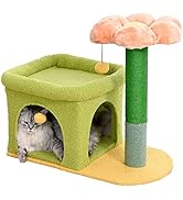 PET WONDERLAND Cute Cat Tree 22 Inches Pink Flower Cat Tower With Scratching Post For Large Cats,...