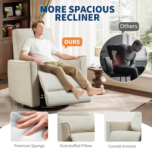 Sillón reclinable beige con tapizado en cuero sintético miniatura 6