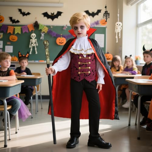 Disfraz de vampiro para niños con capa y cetro miniatura 6