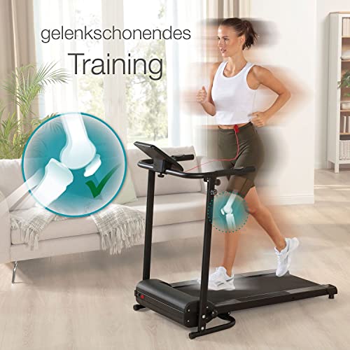klappbares Laufband in schwarz, 750 Watt leiser Elektromotor, Extra breite 40 cm Lauffläche, 16 Trainingsprogramme + 1… – Bild 4