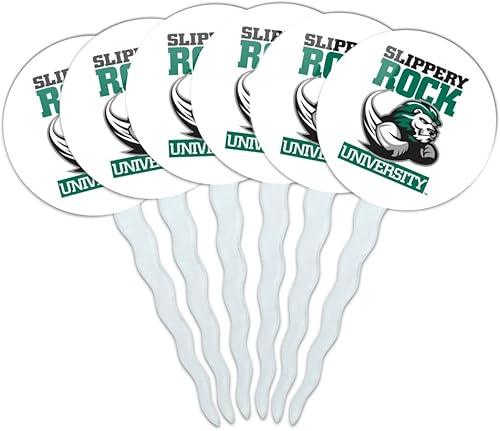 Campbell University - Juego de 6 palillos para cupcakes con logotipo secundario