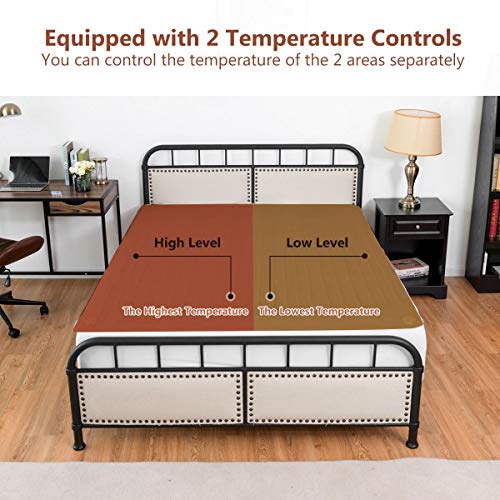 Giantex Heated Electric Mattress Pad Queen Size W/ 8 Temperature Regulation And 4 Mode Timing Function, Easy Set And Fast Heating Technology, Detachable Electric Heating Bed Toppers Bed Warmer #TOP3