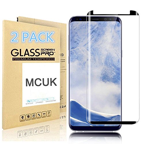[2-Pack] Samsung Galaxy S9 Tempered Glass Screen Protector, MCUK [Case Friendly] 3D Curved 9H Hardness Bubble-Free [Anti Scratch][Anti-Fingerprint] Lifetime Replacement Warranty (2pack black)