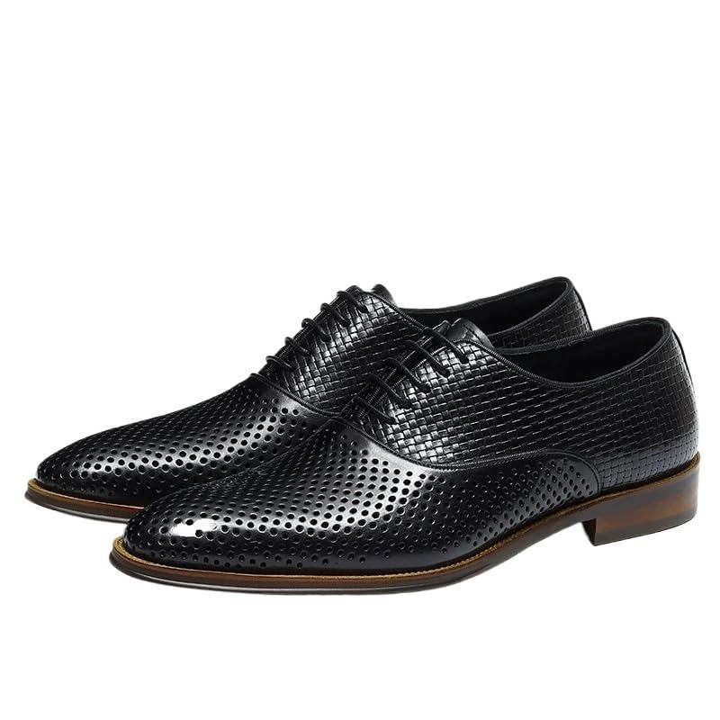 Business Lace-Up Casual Leather Shoes Men Genuine Breathable Soft Oxford Pointed Toe British Style