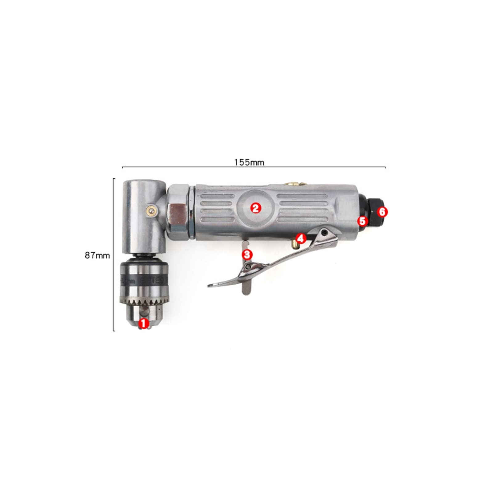 Mandrino for trapano ad angolo retto ad alta velocità for trapano pneumatico a gomito da 90 gradi 0,6-6,5 mm 15000 giri/min per professionisti e fai da te