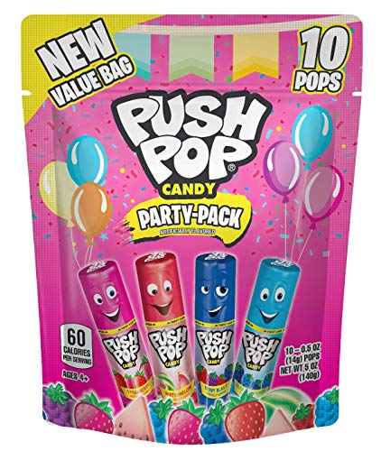Push Pop Individually Wrapped Bulk Lollipop Variety Party Pack  10 Count Lollipop Suckers W/ Assorted Flavors - Fun Candy for Birthdays & Celebrations